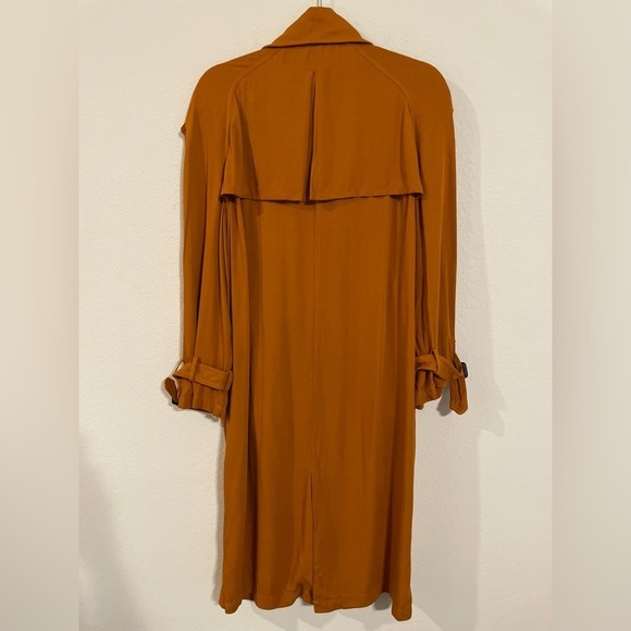 Zara Basic Women Longline Trench Coat XS Orange Lightweight Contemporary Preppy - Picture 7 of 17